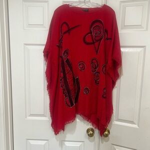 Dilemma NY Handpainted OS Art-to-wear Artsy Woven Poncho Kimono Lagenlook Boho